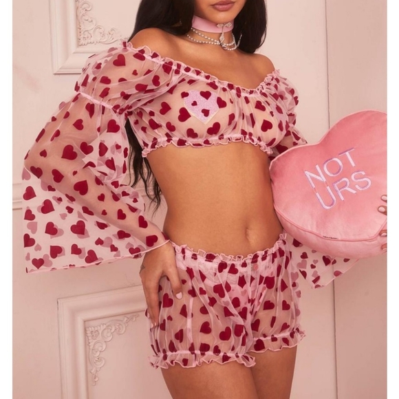 Sugar Thrills Flocked Chiffon Crop Top - Picture 4 of 11